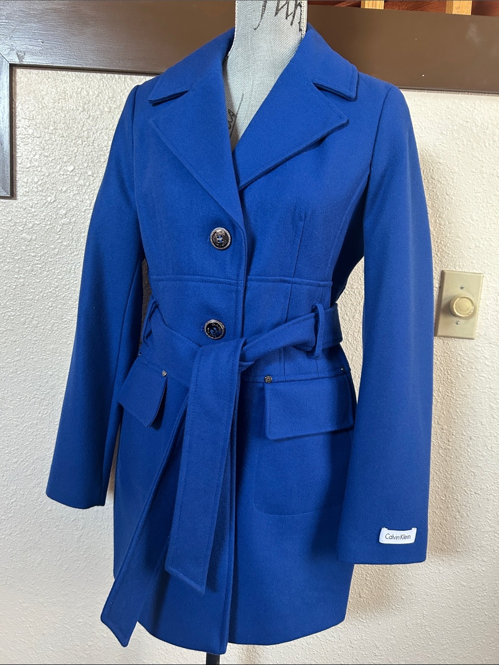 Calvin Klein Royal Blue Belted Trench Coat